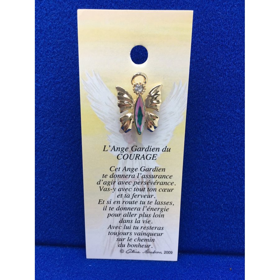 Lapel Pin Poem, Gardian Angel courage, French / ea