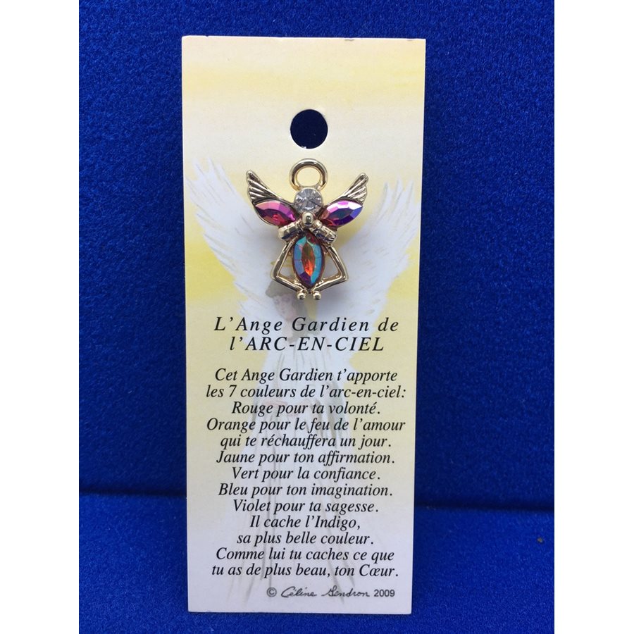 Lapel Pin Poem, Gardian Angel arc-en-ciel, French / ea