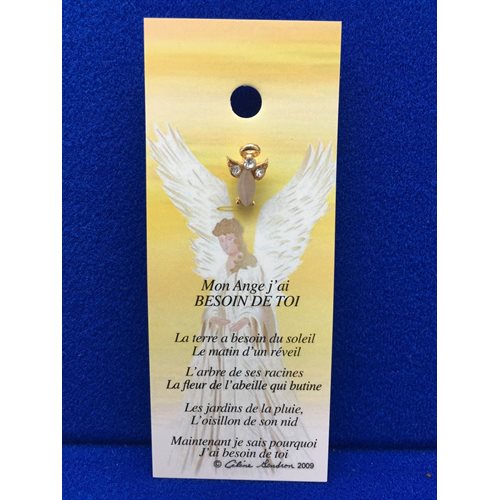 Lapel Pin Poem, Gardian Angel besoin de toi, jai, French / ea