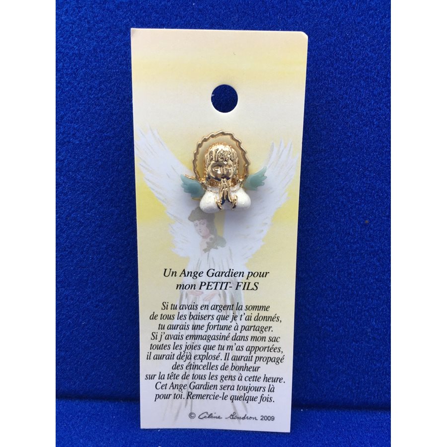 Lapel Pin Poem, Gardian Angel petit fils, mon, French / ea