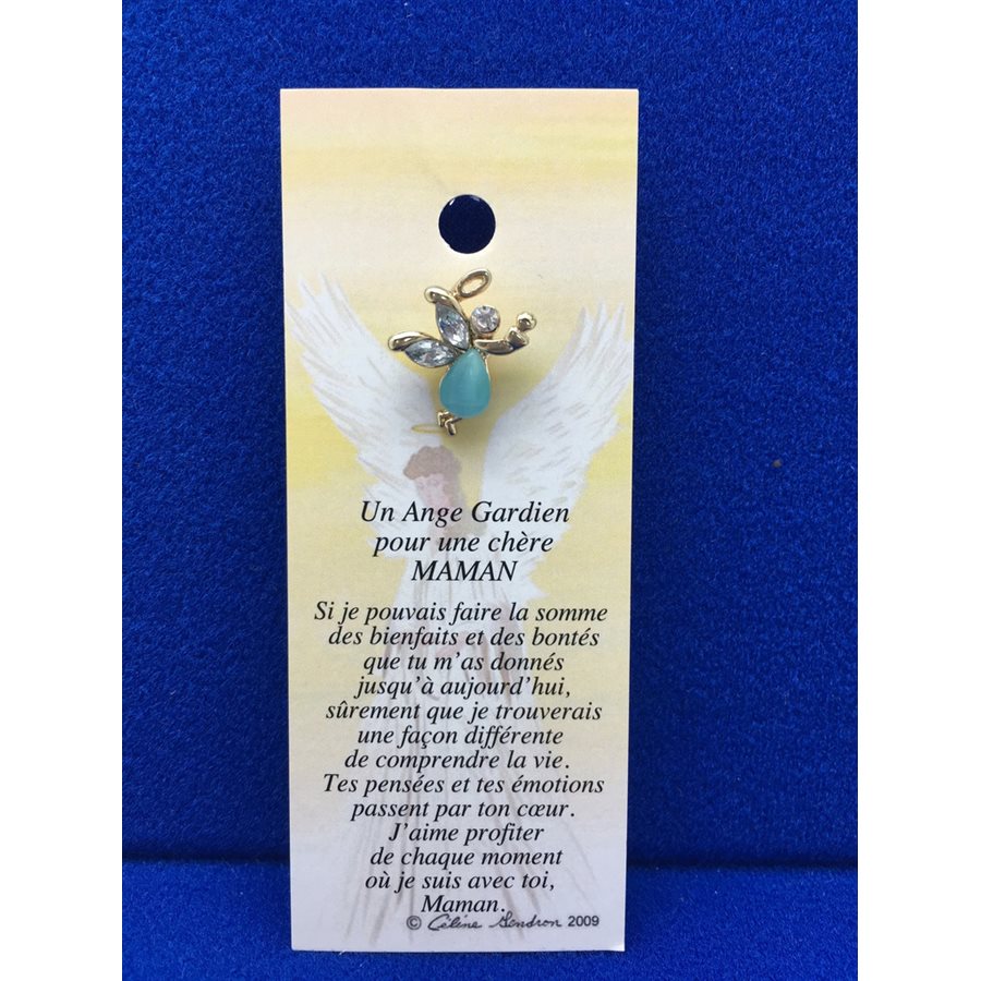 Lapel Pin Poem, Gardian Angel maman, chère ..., French / ea