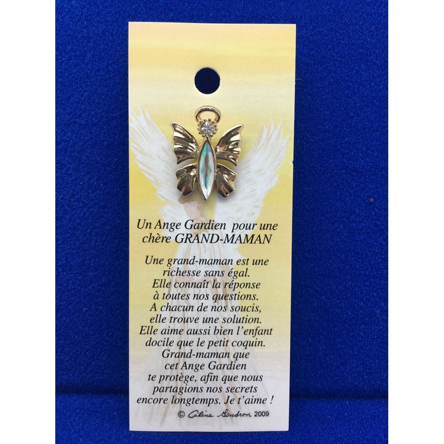 Lapel Pin Poem, Gardian Angel gr-maman, chère..., French / ea