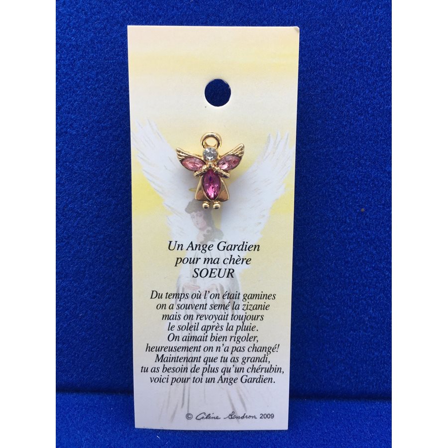 Lapel Pin Poem, Gardian Angel soeur, chère, French / ea