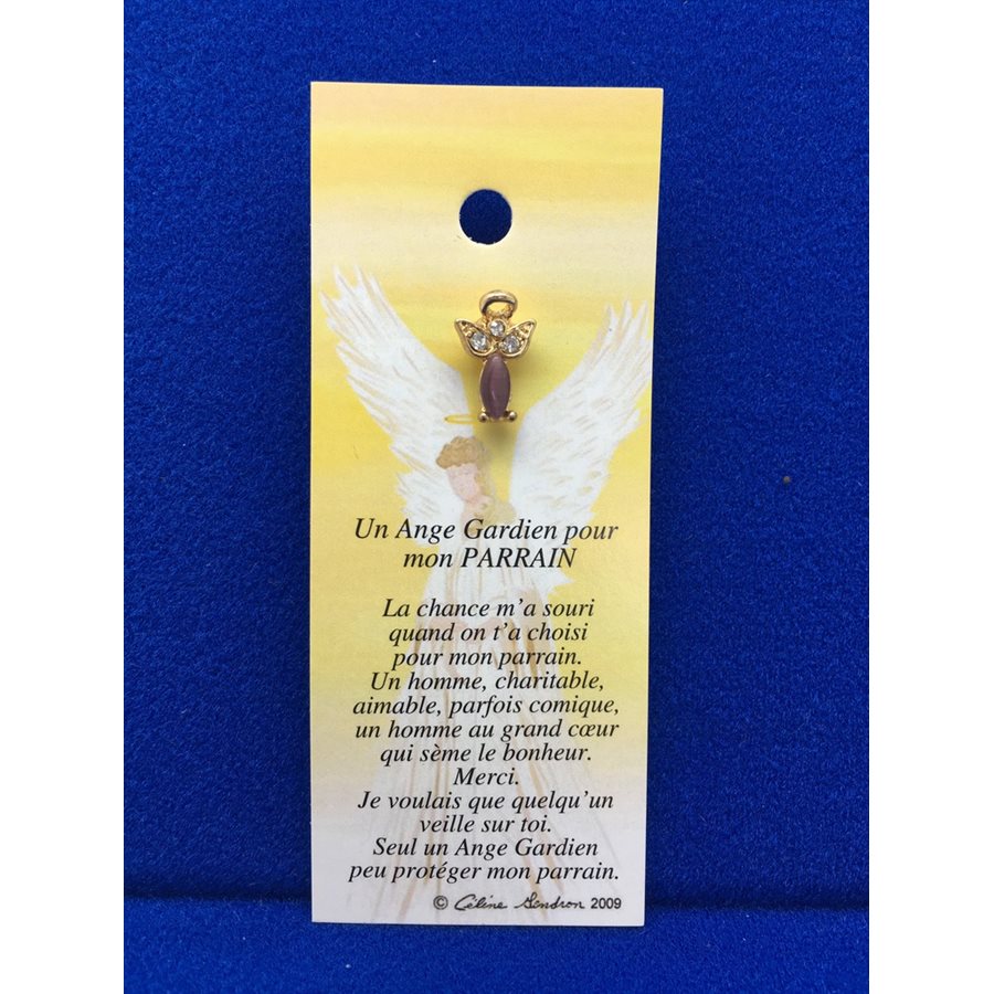 Lapel Pin Poem, Gardian Angel parrain, French / ea