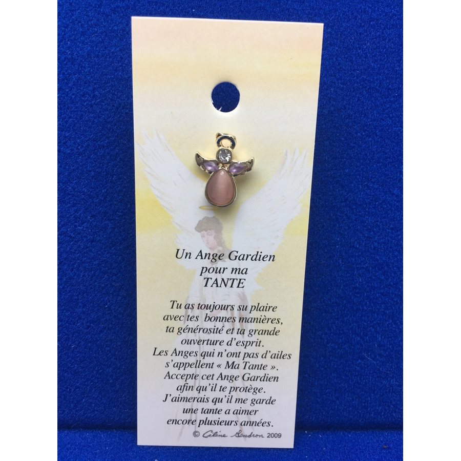 Lapel Pin Poem, Gardian Angel tante, French / ea