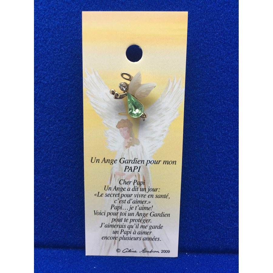 Lapel Pin Poem, Gardian Angel papi, French / ea