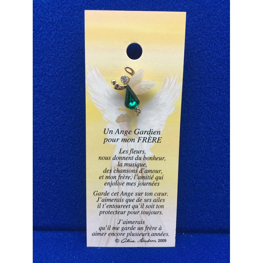 Lapel Pin Poem, Gardian Angel frère, French / ea