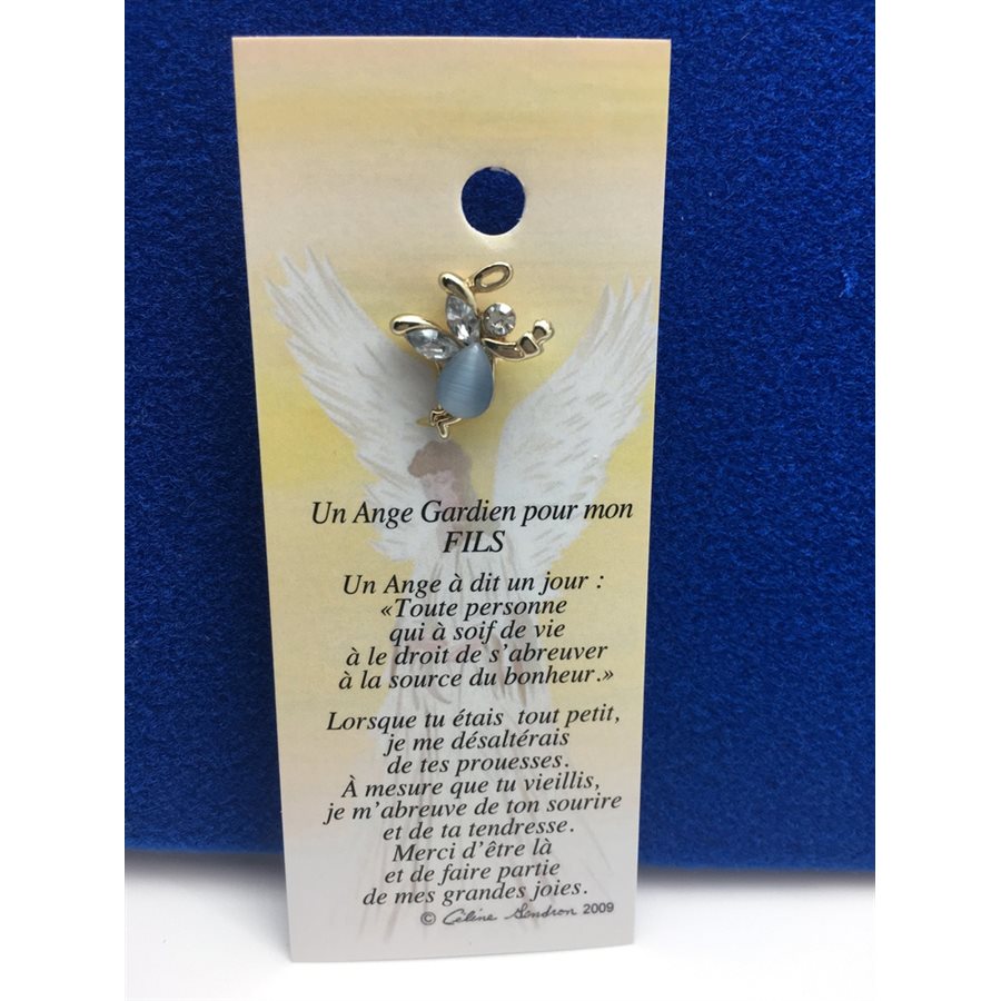 Lapel Pin Poem, Gardian Angel fils, French / ea