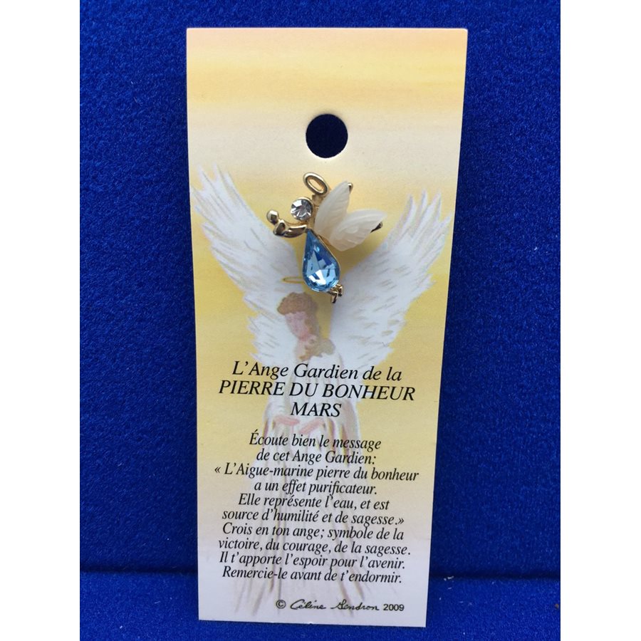 Lapel Pin Poem, Gardian Angel pierre du bonheur Mars, French