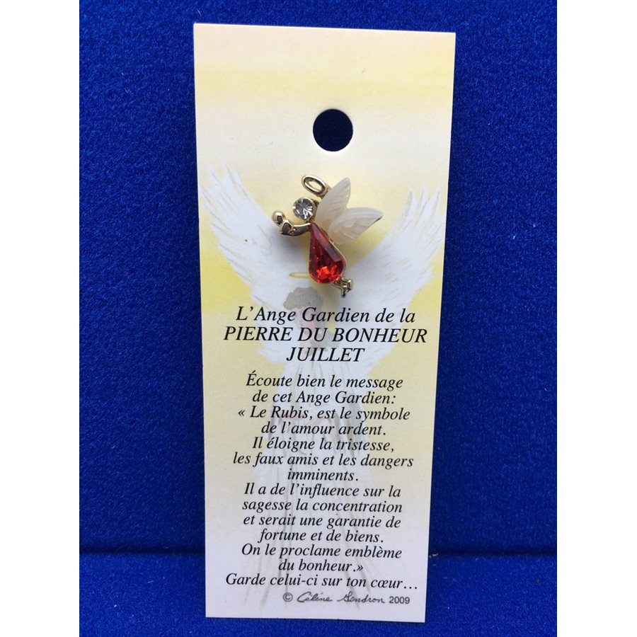 Lapel Pin Poem, Gardian Angel pierre bonheur Juillet, French