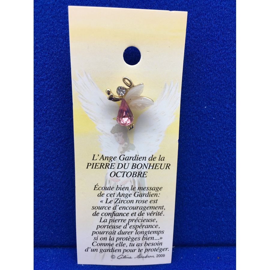 Lapel Pin Poem, Gardian Angel pierre du bonheur Oct, French