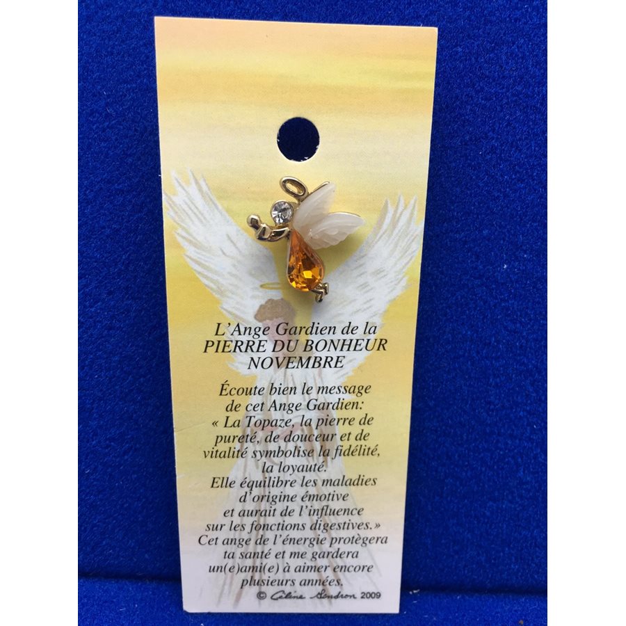 Lapel Pin Poem, Gardian Angel pierre du bonheur Nov, French