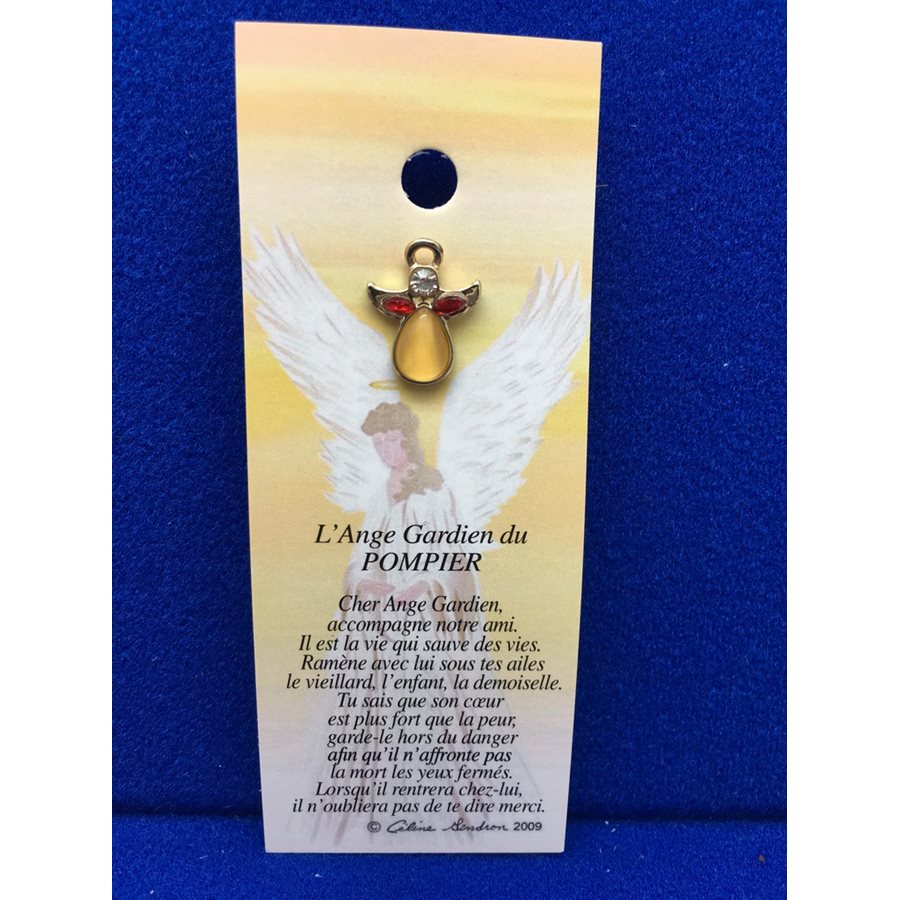 Lapel Pin Poem, Gardian Angel pompier, French / ea