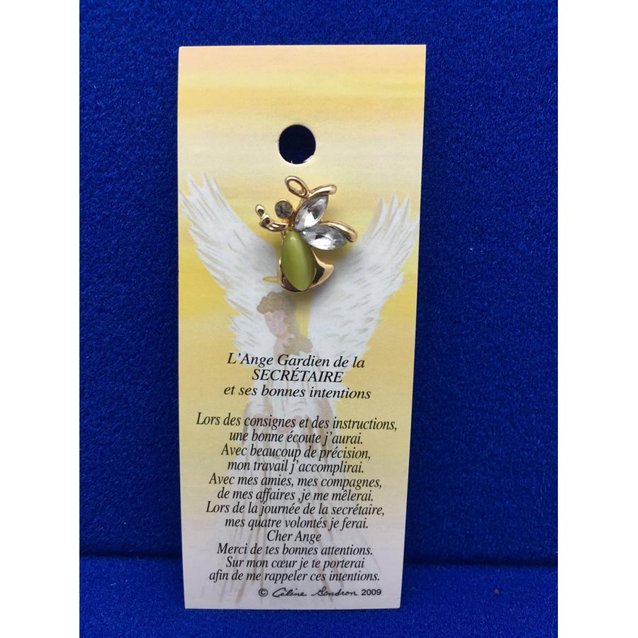 Lapel Pin Poem, Gardian Angel secrétaire, French / ea