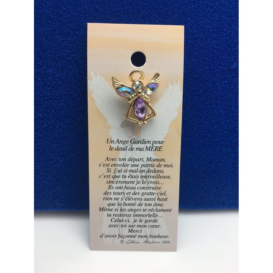 Lapel Pin Poem, Gardian Angel Funeral deuil, mère, French