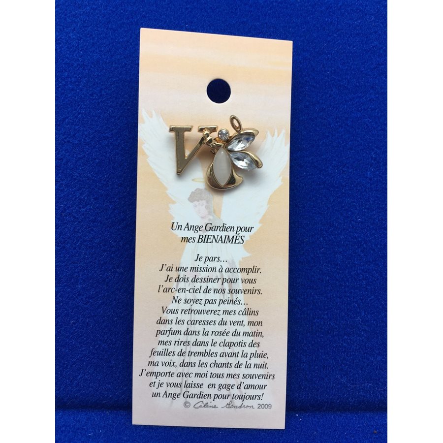 Lapel Pin Poem, Gardian Angel Funeral mes bien-aimés, French