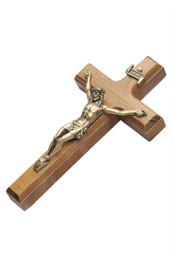 Crucifix en bois 6,5 x 12 cm, corpus en métal doré