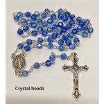 Rosary, Blue crystal 6 mm, Miraculous Medal