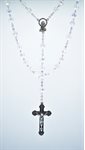 Rosary, 7 mm Clear Cut Crystal, Silver-Finish Cross