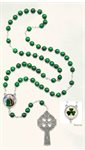 Saint Patrcik Rosary, 8 mm, green and silver finish chain