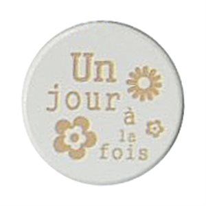 Jeton poche, «Un jour», porcelaine, 3,8 cm, Français / un