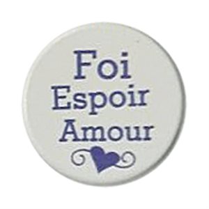 Jeton poche,«Foi, Espoir, Amour», porcel., 3, 8cm, Français / un