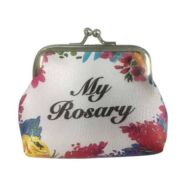 Fabric Floral Rosary Purse, 4", English