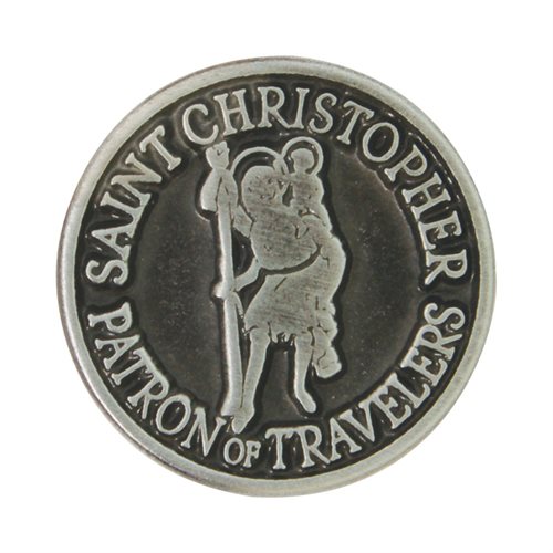 "St. Christopher" Pocket Token, Pewter, 1¼", English / ea