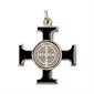 Croix Saint Benoît émail noir  /  argent, 4 cm