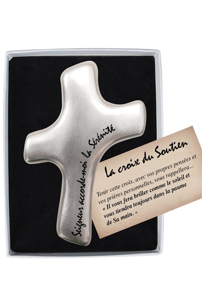 'Sérénité'' Pewter Palm Cross, 4'', French