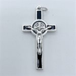 St. Benedict Cross 3,5 cm, silver  /  black enamel