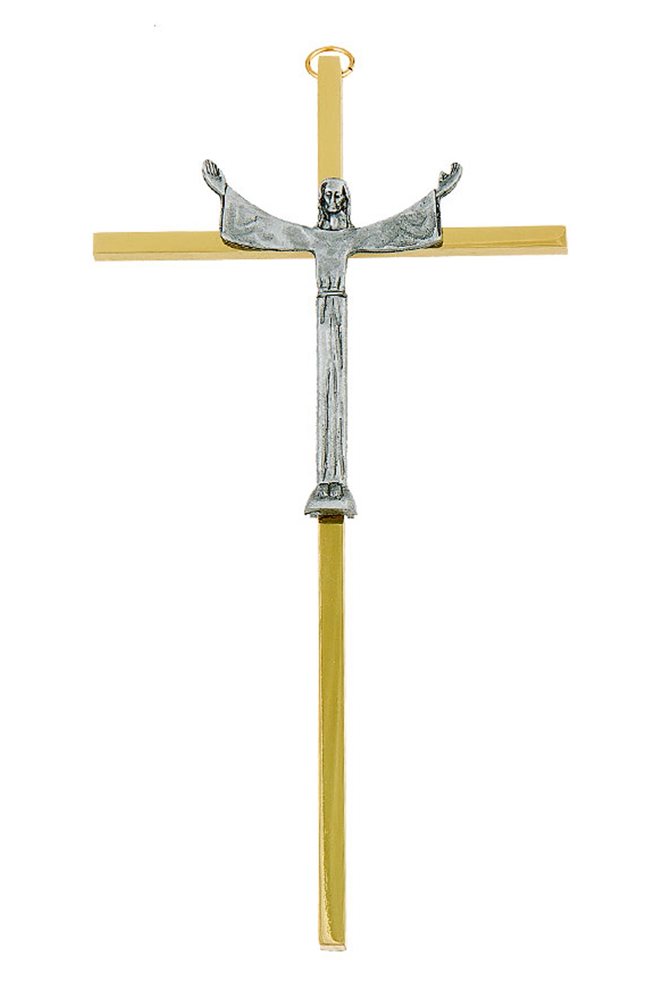 Gold-Plated Brass Crucifix, S-F Corpus, 7"