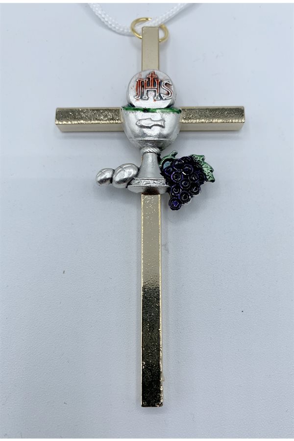 Polished Brass Cross For First Communion, 4'' (10 cm)