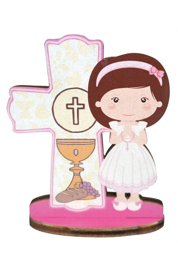 Croix 1ère communion fille, MDF 5mm, 9.5 cm