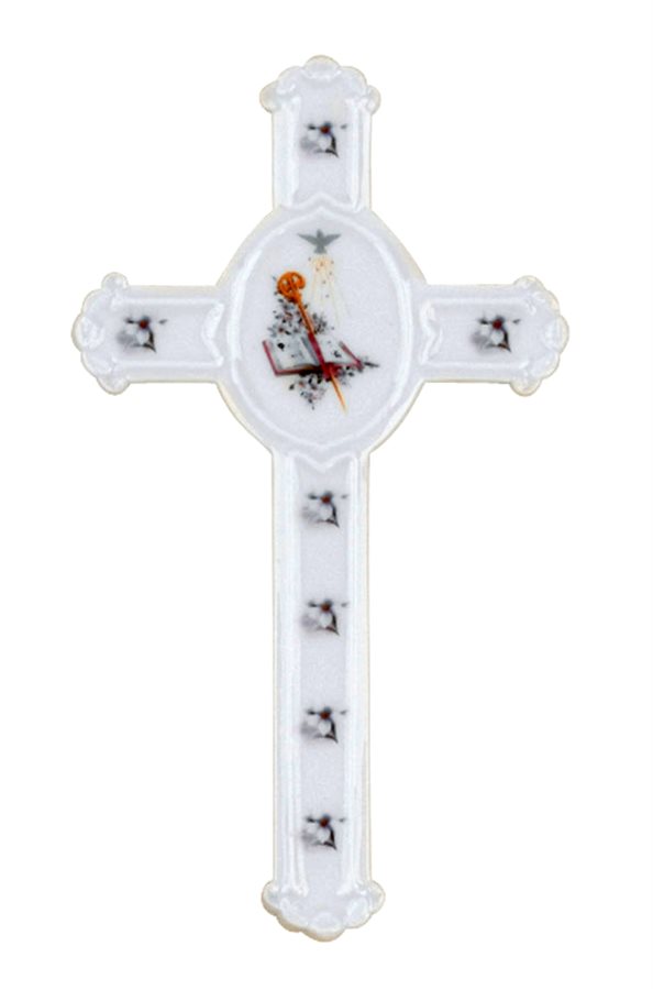 Croix confirmation, porcelaine, 20,3 cm