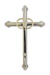 S-F Metal Wedding Cross w /  Wedding Rings, 6"