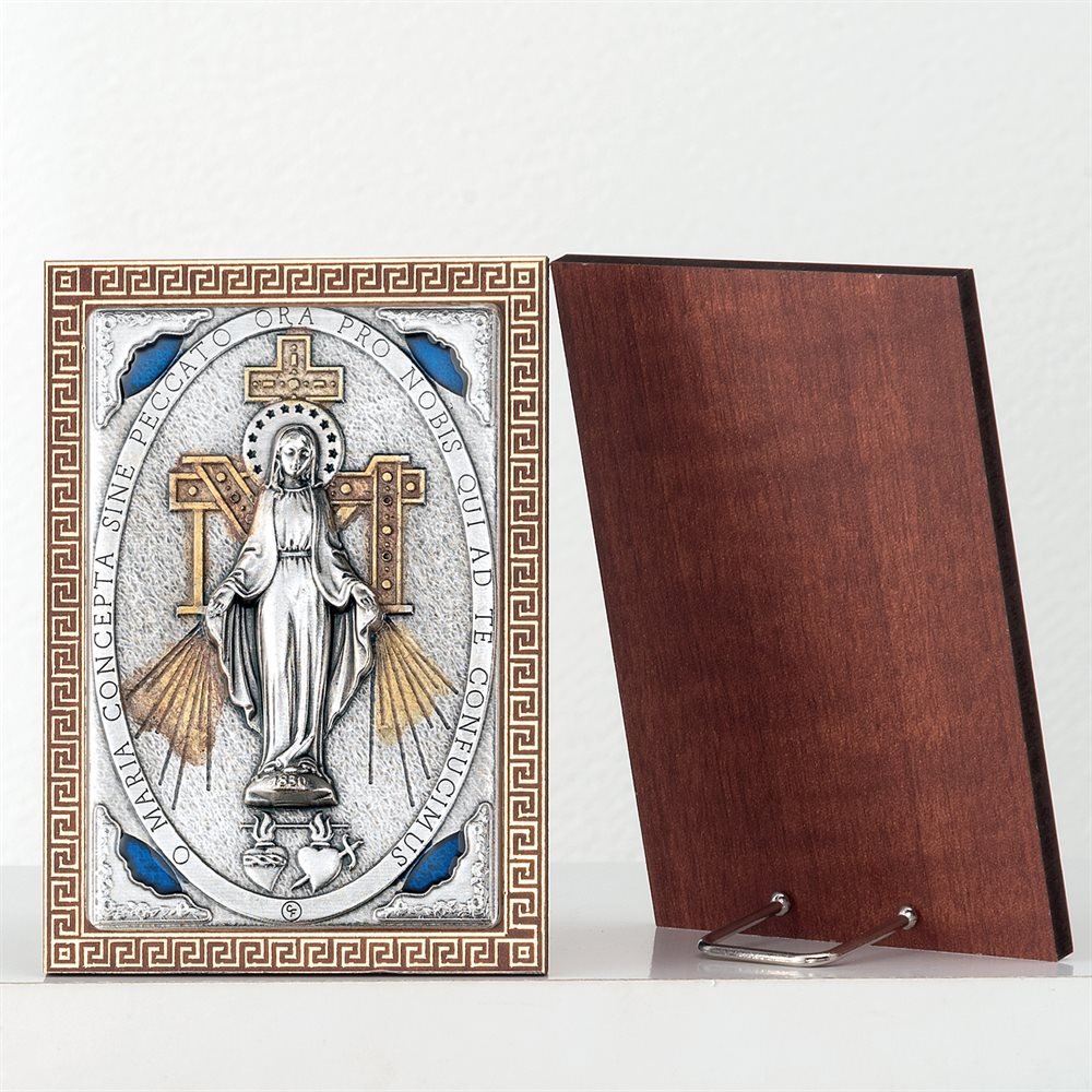 Plaque argenté-doré (support table), 7,2 x 10 cm, Immaculée