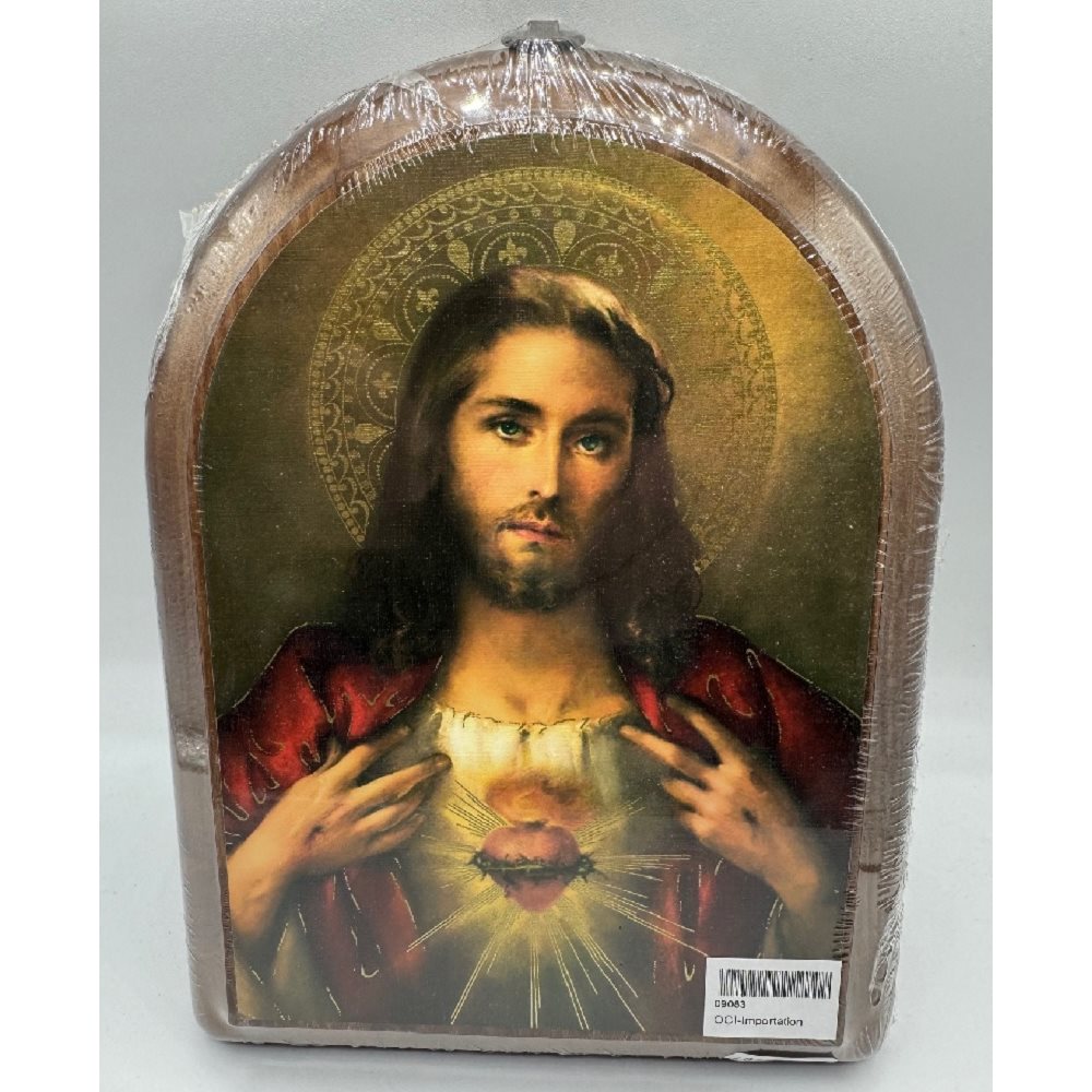 Sacred Heart Jesus Wooden Plaque, 6.5" x 9"