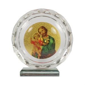 Plaque de St Joseph sur base, acrylique, 7,5 cm