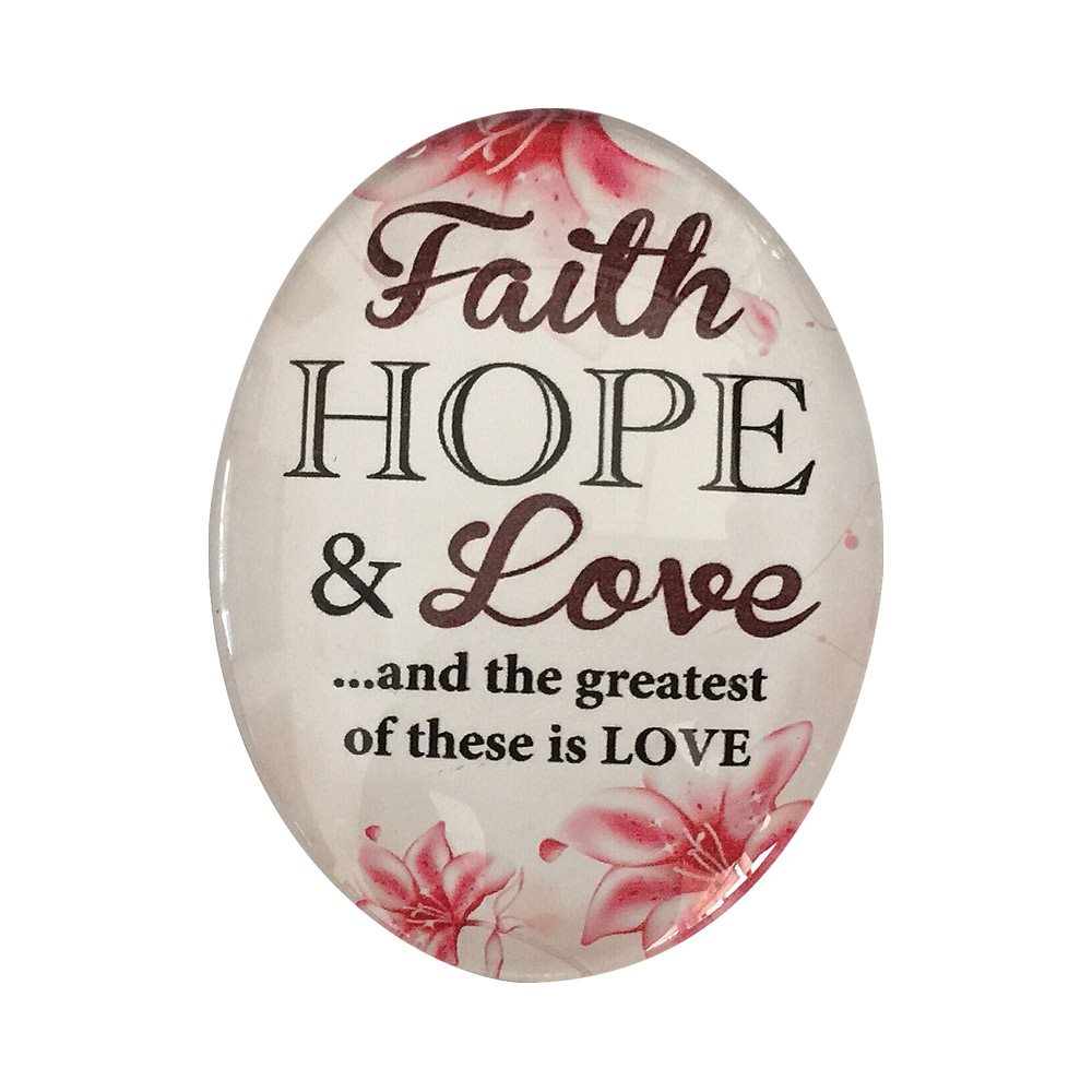 'Faith'' Oval-Shaped Gl. Magnet, 2.5 x 1.85", English