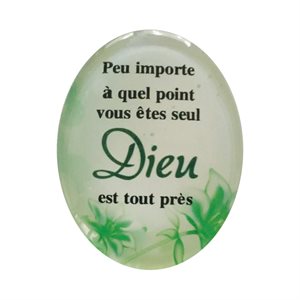 Aimant en verre, «Prière», f. ovale, 6,4 x 4,7 cm, Français