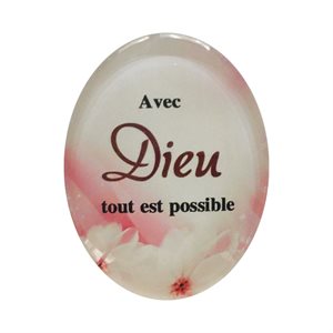 'Dieu'' Oval-Shaped Glass Magnet, 2.5 x 1.85", French