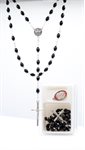 Boxed Rosary, 6 mm Black Plastic Beads, 18"