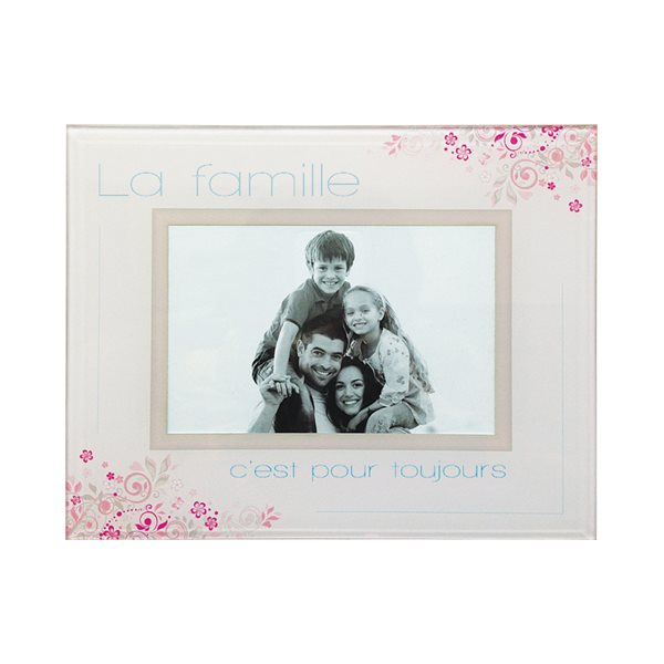 Cadre-photo en verre, « Famille », 10 x 15 cm, Français