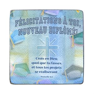 Plaque métal poli à la main, "Graduation", Français
