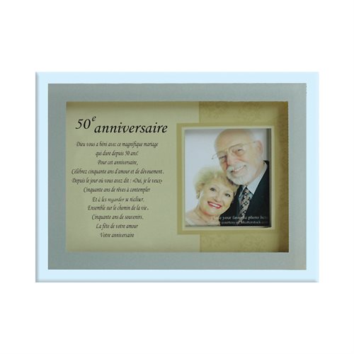 Cadre verre 50e ann. mariage, photo 5 x 5 cm, Français