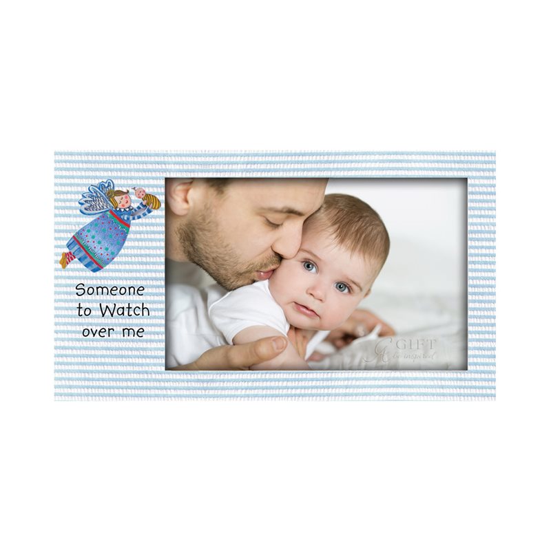 Baby blue striped Art metal fr, photo 4" x 6", E