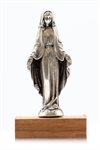 Statuette arg., Immaculée, base de bois, 5,5 cm