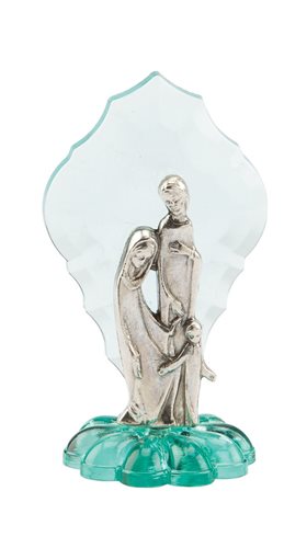 Statuette Sainte Famille, métal argenté, 5,7 cm