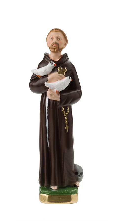 Statue Saint François, plâtre coloré, 20,3 cm